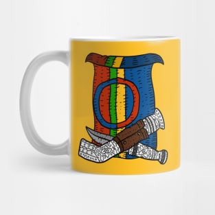 a flag logo hand drawn for the sami people. with traditional knives. Mug